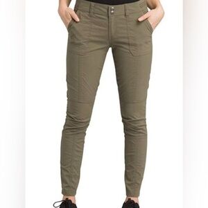 Prana Womens Size 00 Mid Rise Essex Organic Cotton Canvas Cargo Pants in Green